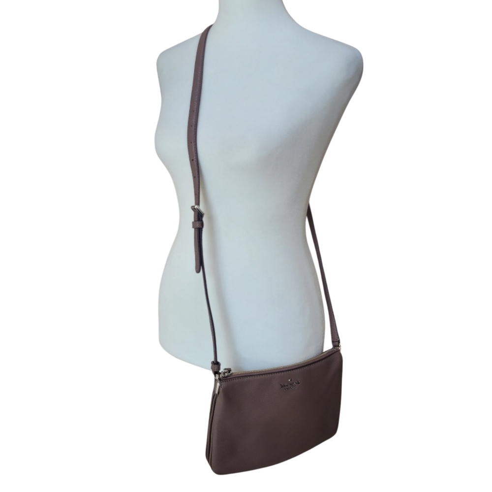 kate spade Taupe Leather Crossbody Bag With Adjustable Strap - Picture 9 of 11